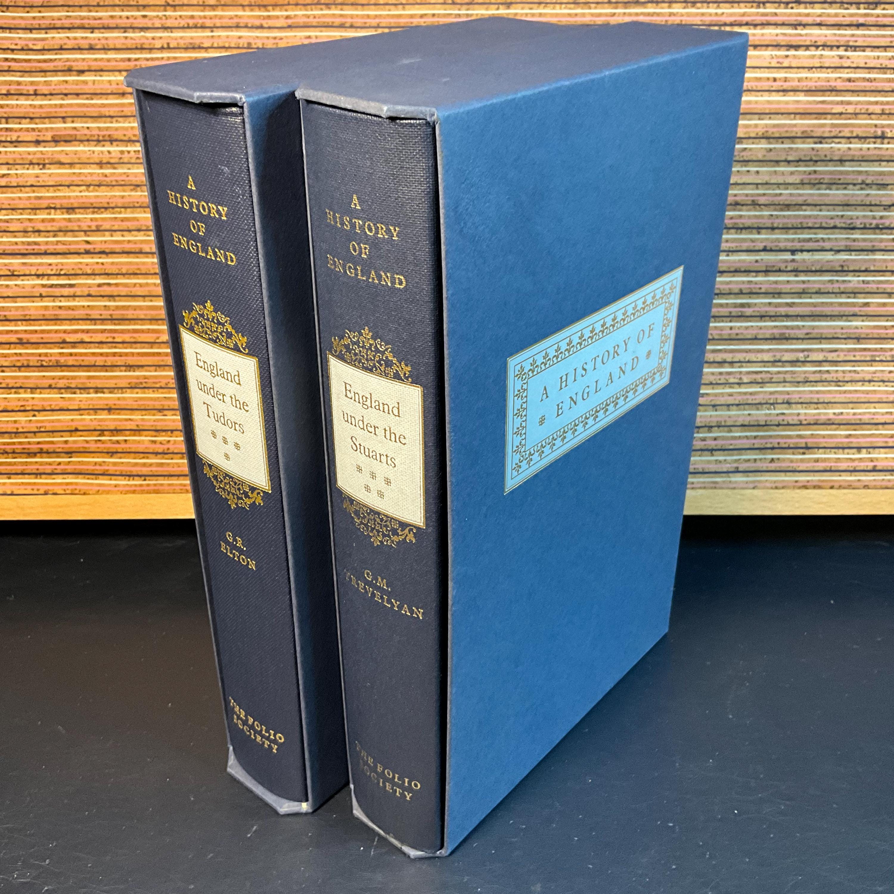 A History of England Under the Tudors by GR Elton & Under the Stuarts by GM Trevelyan, Pair of Slipcased Hardback Books Folio Society 1997/6