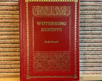 Wuthering Heights by Emily Brontë, illustrations Jenny Thorne - Vintage Faux Red Leather Gold Gilt "Purnell de luxe classics" Hardback 1982