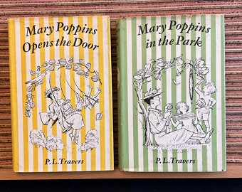 Mary Poppins Opens the Door & Mary Poppins in the Park by P.L. Travers, Illustrations Mary Shepard - Pair of Hardbacks, Reprint Society 1966