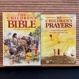 La Bible pour enfants en 365 histoires de Mary Batchelor + 365 prières pour les enfants de Carol Watson ; Livres illustrés vintage Lion 1992