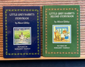 Livre d'histoires du petit lapin gris, 2 volumes par Alison Utley, illustré par Margaret Tempest - Paire de livres reliés, Book Cub Associates, 1980s