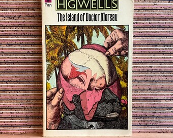 L'île du docteur Moreau par H. G. Wells, illustration de couverture par Graham Percy - Royaume-Uni broché, première édition Pan Books, 1975