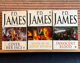Bargain Bundle - Cover Her Face, Death of an Expert Witness, Innocent Blood by P. D. James - Set of 3 Vintage Paperbacks, Penguin Books 1989