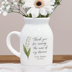 Personalized Wedding Thank You Vase: Custom Birth Flower Ceramic Keepsake