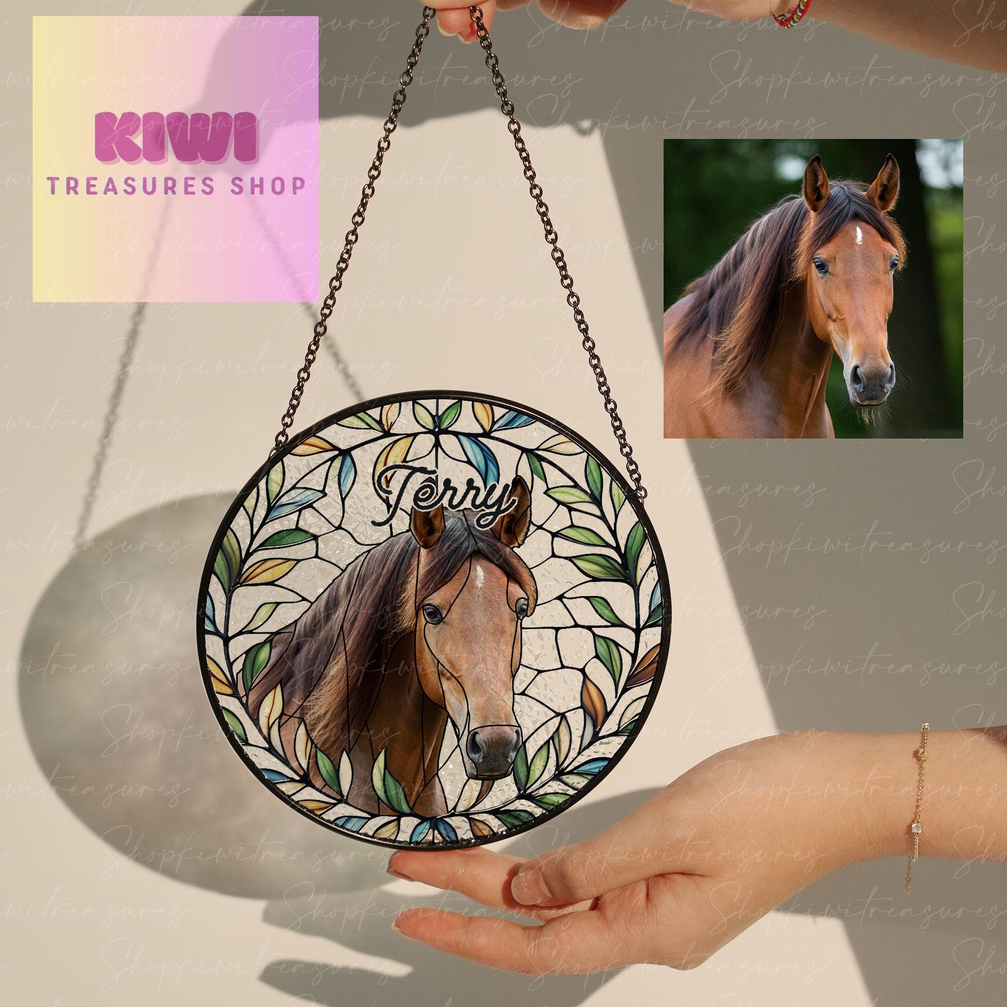 Custom Horse Portrait GLASS Suncatcher, Stained Glass Horse Memorial, Custom Horse Portrait from Photo, Sympathy Gifts, Horse Lovers Gift