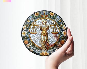 Scales of Justice Glass Suncatcher: Lawyer Gift, Window Hanging