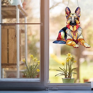 German Shepherd ACRYLIC window hanging, Dog Window Hangings, Memorial decoration, Dog dad gift, Shepherd lovers gift