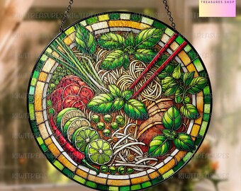 Vietnamese Pho Glass Suncatcher: Foodie Window Hanging Ornament - Etsy