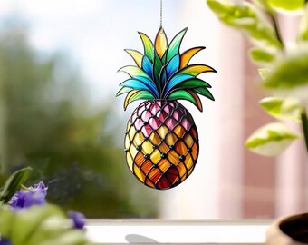 パイナップルのアクリル窓飾り：フェイクステンドグラスアート - Etsy 日本
