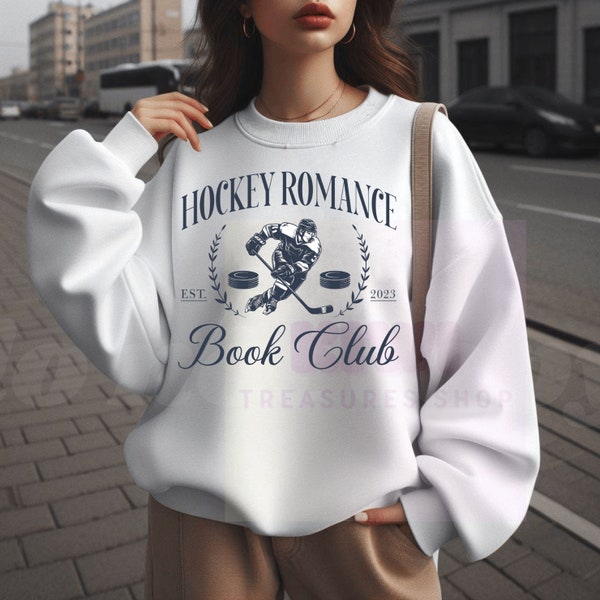 Hockey Romance Book Club shirt, Reading Women clothing, Bookish Crewneck, Booktok Reader gift, Hockey Romance shirt, Reading girl