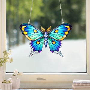 Luna Moth Acrylic Window Hanging: Faux Stained Glass Art