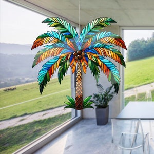 Palm Tree Acrylic Window Hanging: Summer Home Decor