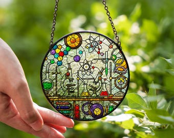 Science Lab Glass Suncatcher: Chemistry Beaker Window Hanging