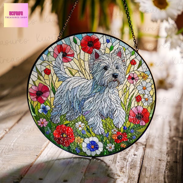 West Highland Terrier Glass Suncatcher: Dog Window Hanging