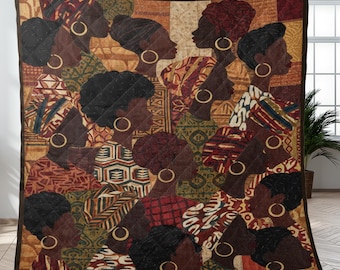 Afro Cultural Quilt Blanket: Black History African Pattern Bed Quilt • Ethnic Art Home Decor