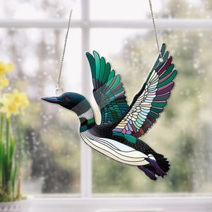 Flying Loon Bird ACRYLIC Window Hanging, Wall Art, acrylic Window Hanging, Bird lovers, Kitchen decoration, Bird nerd, Not suncatcher