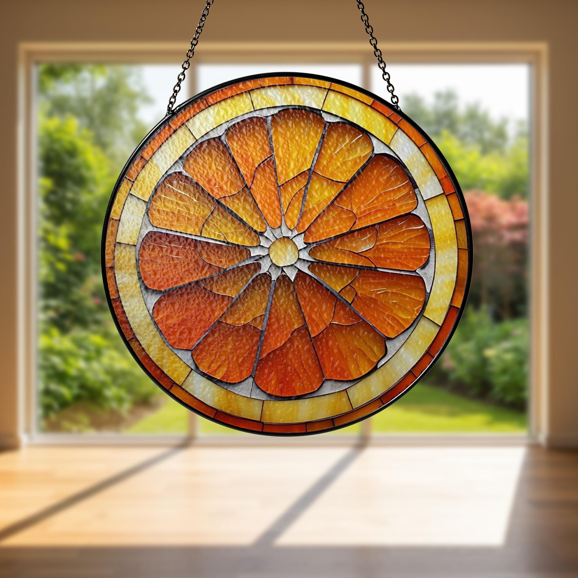 Orange Slice Glass Suncatcher: Citrus Window Art Decor - Etsy