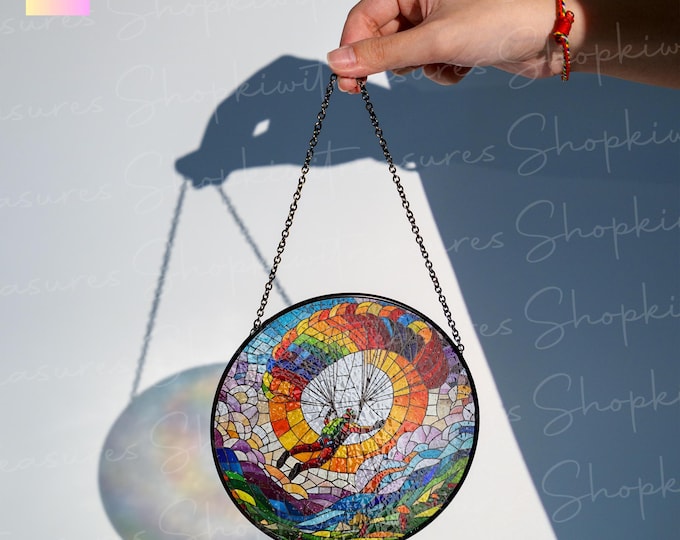 Skydiving Glass Suncatcher: UV Print Window Decoration, Sky Diver Gift