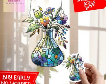 Flower Flask Acrylic Window Hanging: Scientist Gift