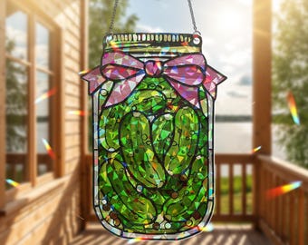 Pickle Jar Holographic Hanging: Funny Kitchen Window Decor