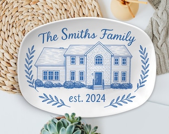 Haus Portrait Platte: Personalisiertes Wohndekor für die ganze Familie