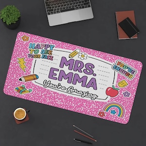 Personalized Teacher Mouse Pad: Composition Notebook Desk Mat