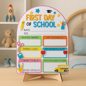 Reusable First Day of School Board Sign, Back to School Photo Prop,Kids Dry Erase Board,First Day Sign, School Memory Board,School Milestone
