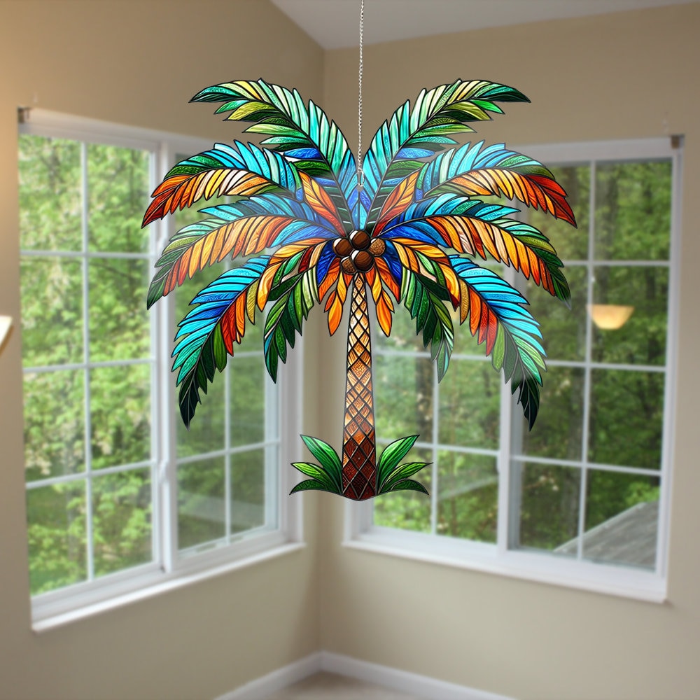 Palm Tree Acrylic Window Hanging: Summer Home Decor - Etsy
