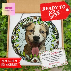 Custom Dog Portrait Glass Suncatcher: Dog Memorial Gift