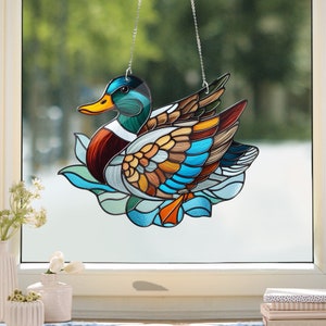 Duck Faux Stained Glass, Duck Stained Glass Inspired Art, Duck Acrylic Window Hangings, Gift For Duck Lover, Home Decor