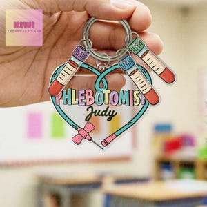 Personalized Phlebotomist Keychain: Acrylic Shaker, Nurse Gift