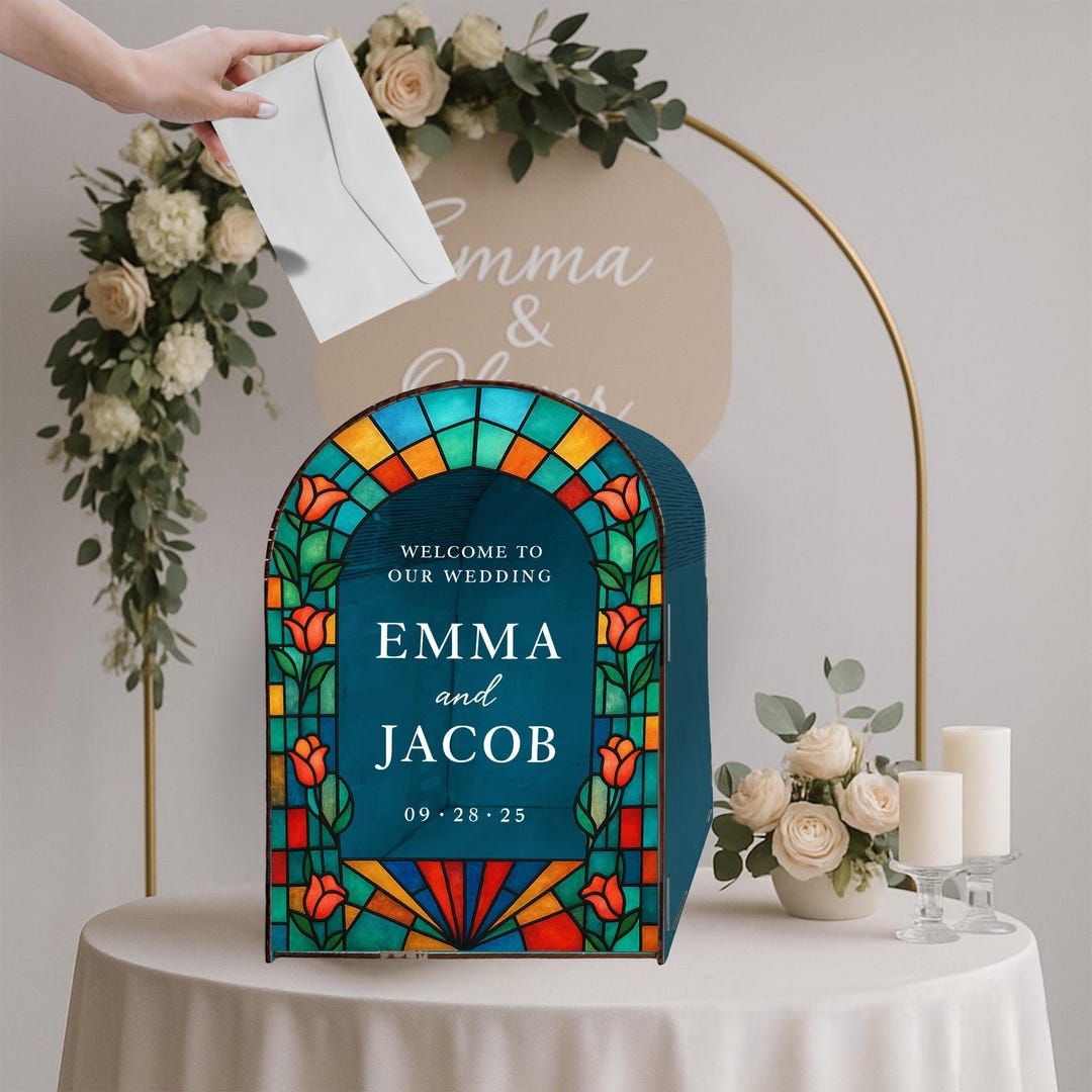 Personalized Arched Wedding Card Box: Custom Floral Reception Decor - Etsy