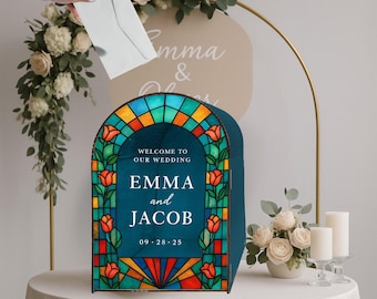 Personalized Arched Wedding Card Box: Custom Floral Reception Decor