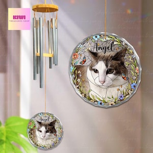 Personalized Pet Photo Wind Chime: Memorial Cat Dog Garden Gift