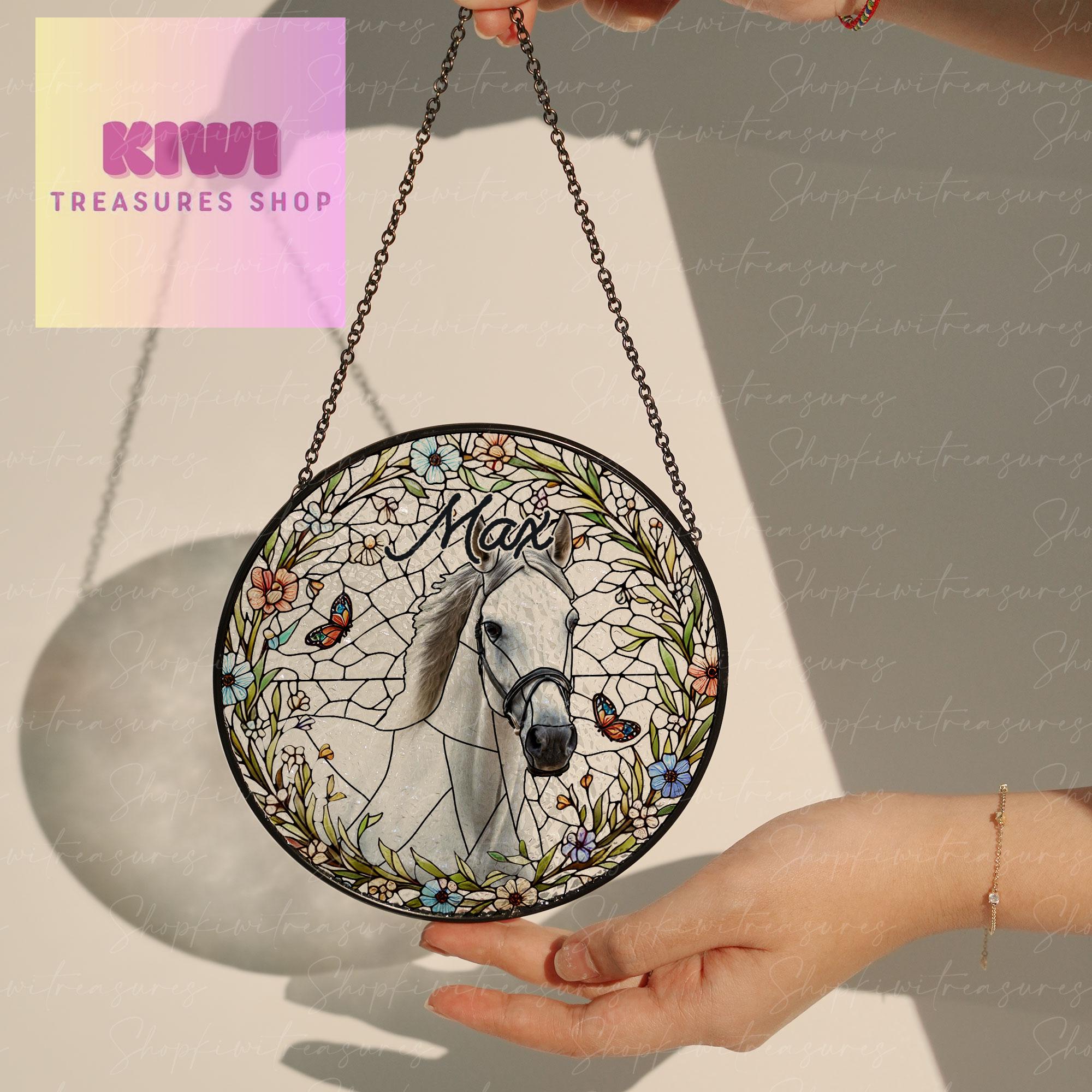 Custom Horse Portrait GLASS Suncatcher, Stained Glass Horse Memorial, Custom Horse Portrait from Photo, Sympathy Gifts, Horse Lovers Gift
