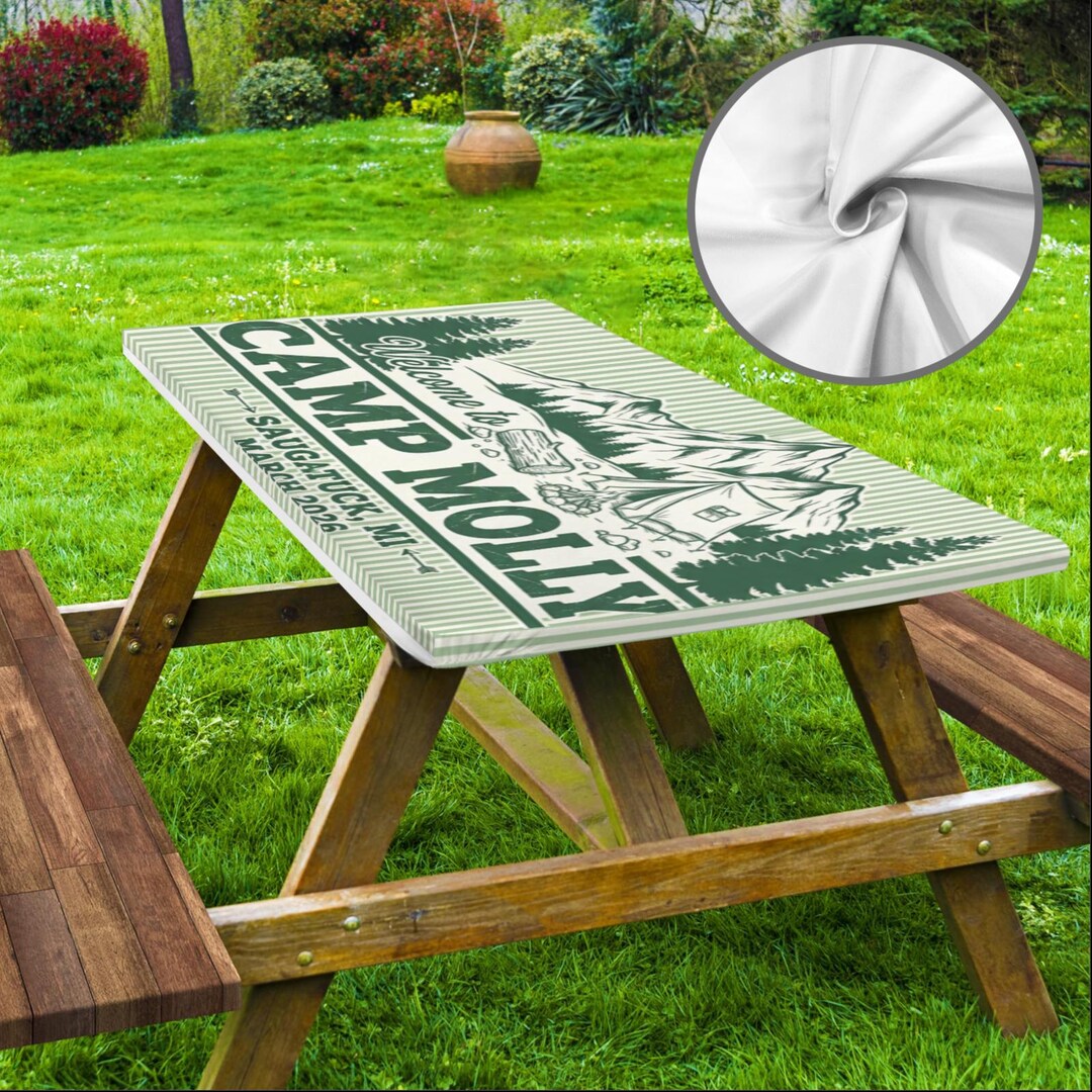 Table Backplate Personalized Camping Picnic Table Cover: Custom Family Name, Fitted ...