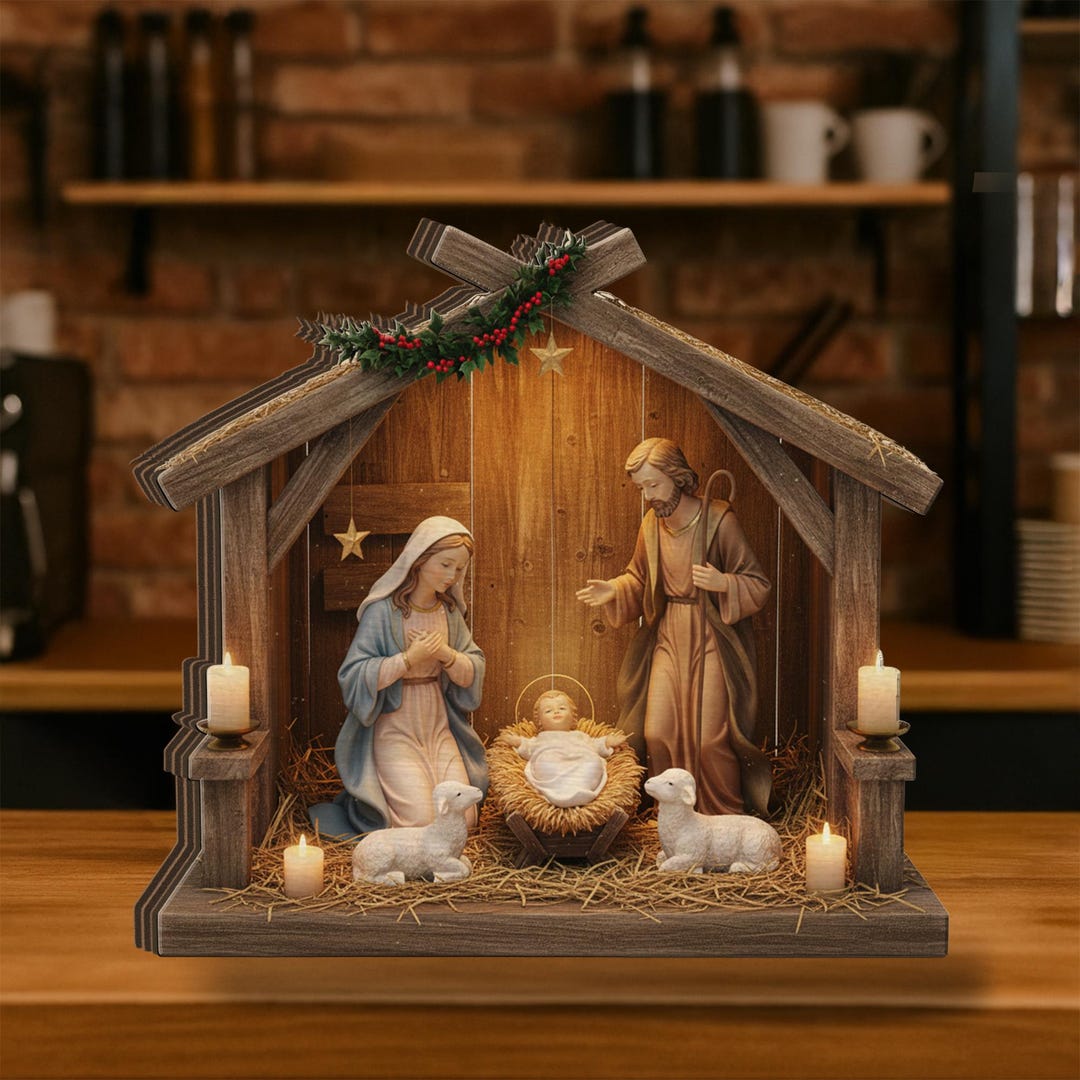 Nativity Scene Wooden Block With Holy Family - Chrisitan Family Gift - Etsy
