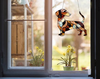 Dackel-Fensterbehang, Geschenk für Hundemama, Geschenk für Hundeliebhaber, Dackel-ACRYL-Fensterbehang, Geschenk für Dackelliebhaber, kein Sonnenfänger