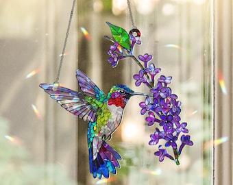 Holographic Hummingbird Suncatcher: Acrylic Window Ornament