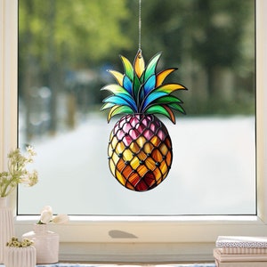 Pineapple Acrylic Window Hanging, Stained Glass Inspired Art, Faux Stained Glass, Gift For Her, Home Decor