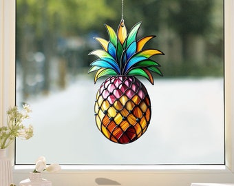 Pineapple Acrylic Window Hanging: Faux Stained Glass Art