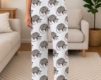 Possum Mom-pyjamasbyxor – Opossum Family Print Lounge-byxor för kvinnor