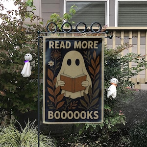 Read More Books Ghost Garden Flag • Halloween Outdoor Yard Banner