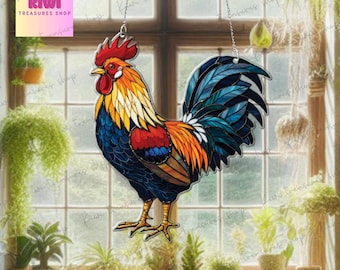 ACRYLIC Rooster Window Hanging, Rooster Home Decor, Mother Day Gift, Chicken Mom Gift, Farmhouse decor, farm Lover, Gift For mom, NOT glass