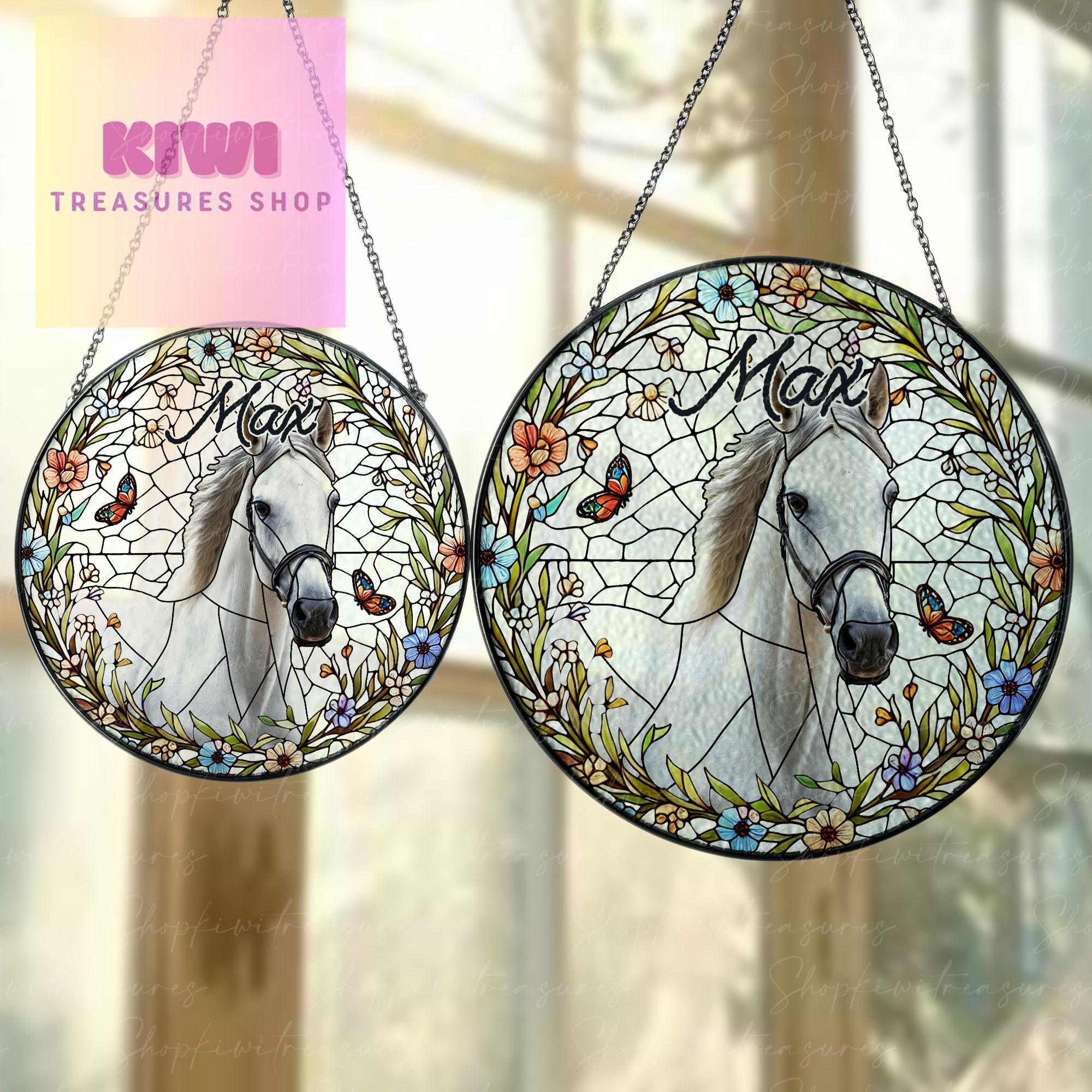 Custom Horse Portrait GLASS Suncatcher, Stained Glass Horse Memorial, Custom Horse Portrait from Photo, Sympathy Gifts, Horse Lovers Gift