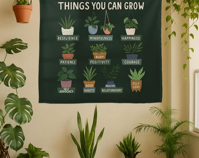 Things You Can Grow Tapestry: Mental Health Decor, Therapy Office Banner