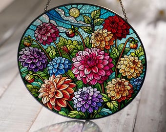 スワロフスキークリスタルクリア「ダリアの花」サンキャッチャー 38mm