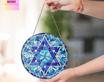 Acchiappasole in vetro a forma di Stella di David: ornamento per finestra di Hanukkah