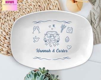 Personalized Wedding Platter: Custom Names & Date, Newlywed Keepsake