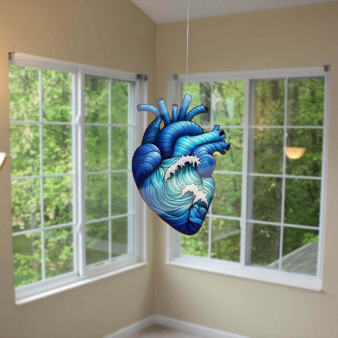 Picture of Heart Stained Glass Acrylic Window Hangings, Heart Stained Glass ...